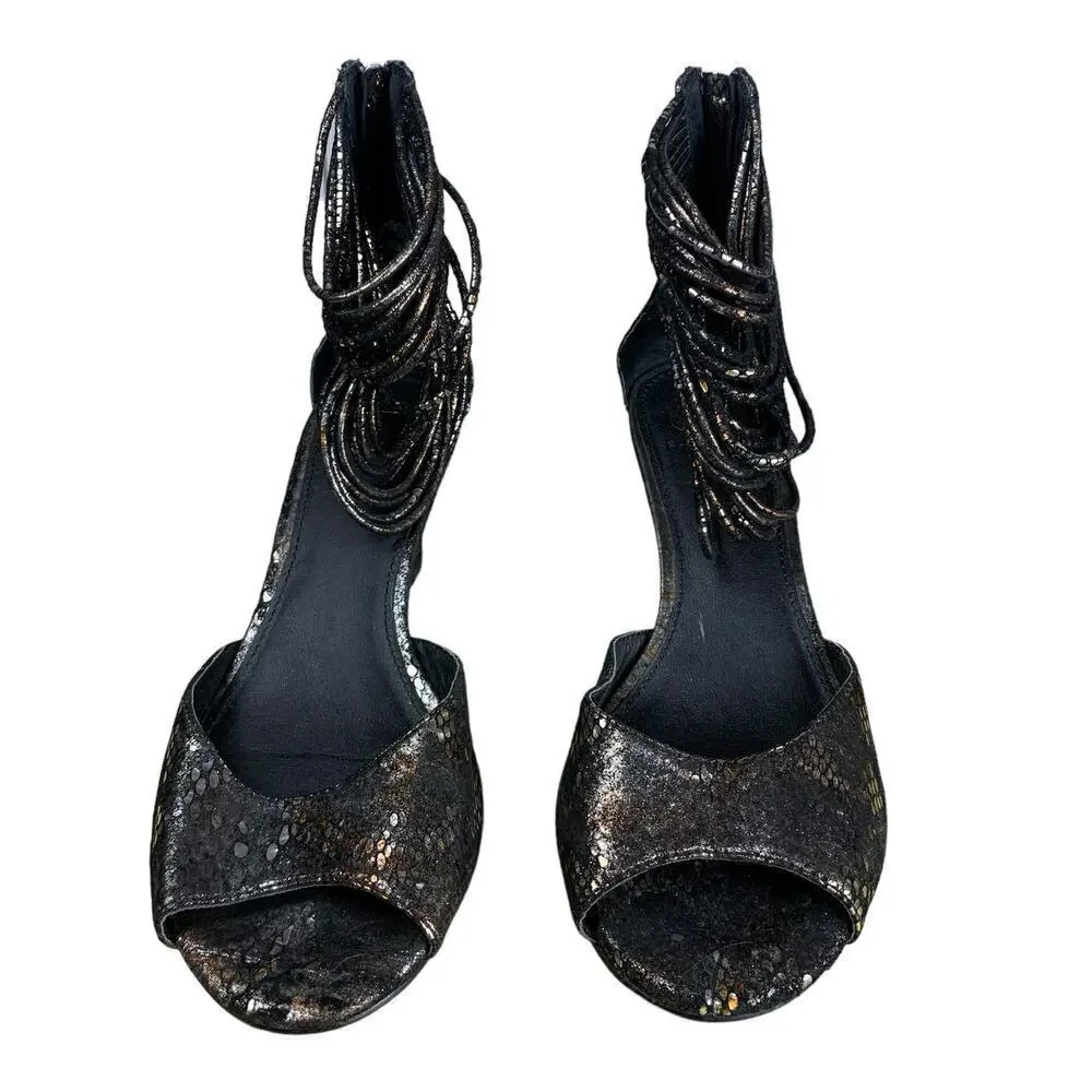Kelsi Dagger Copper Metallic Peep-Toe Ankle Cuff Sandals Size 7M SALE